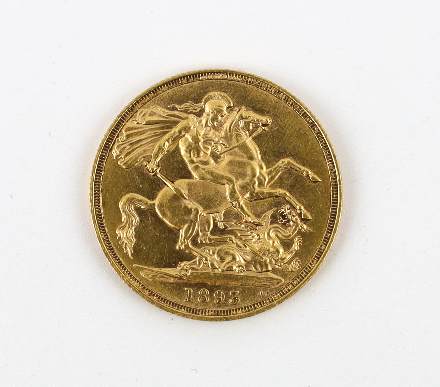 British Gold Coins, Victoria two pounds, 1893, veiled bust, near UNC (S3873)